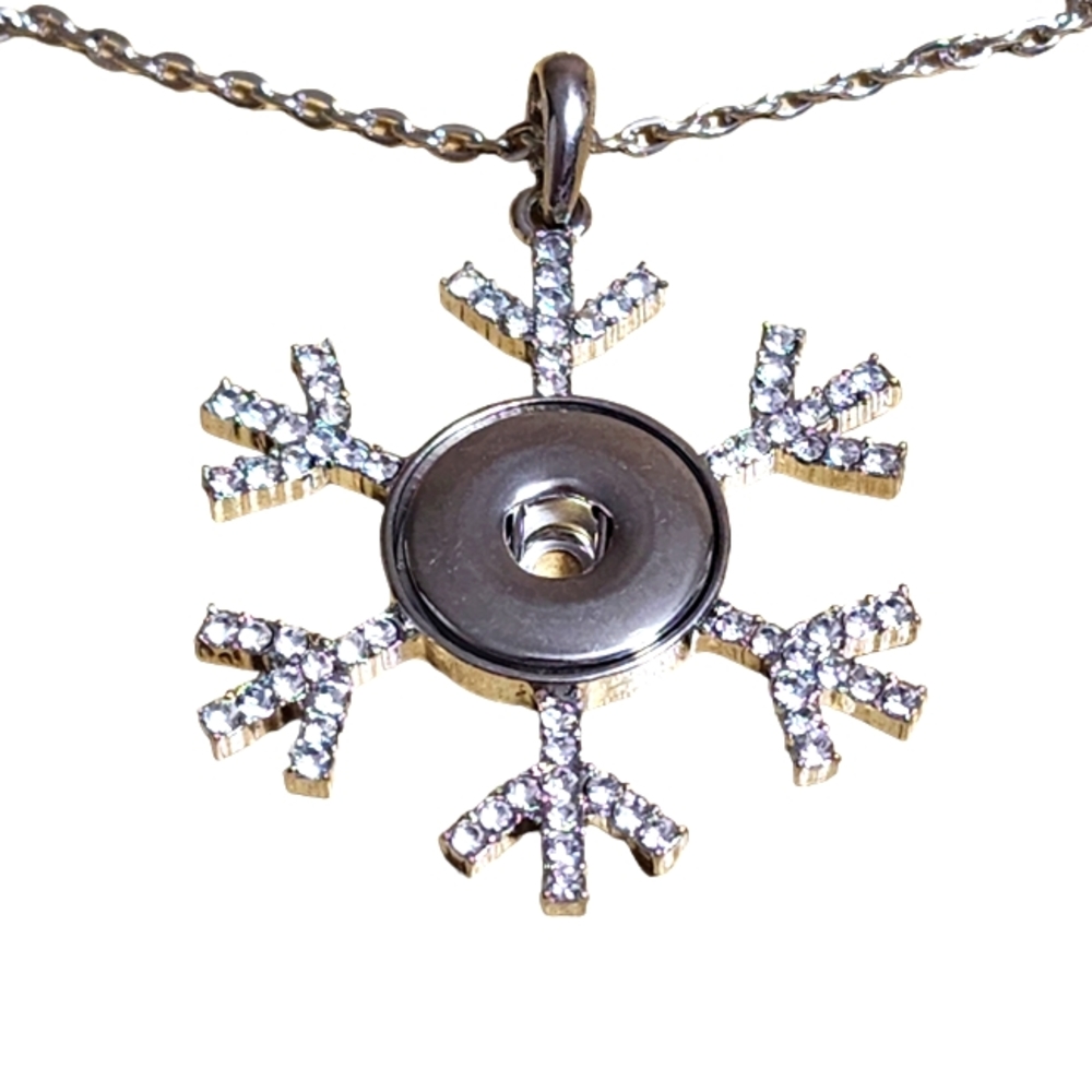Snowflake Snap Necklace 18mm Snap Snowflake Necklace Snowflake Pendant Snap